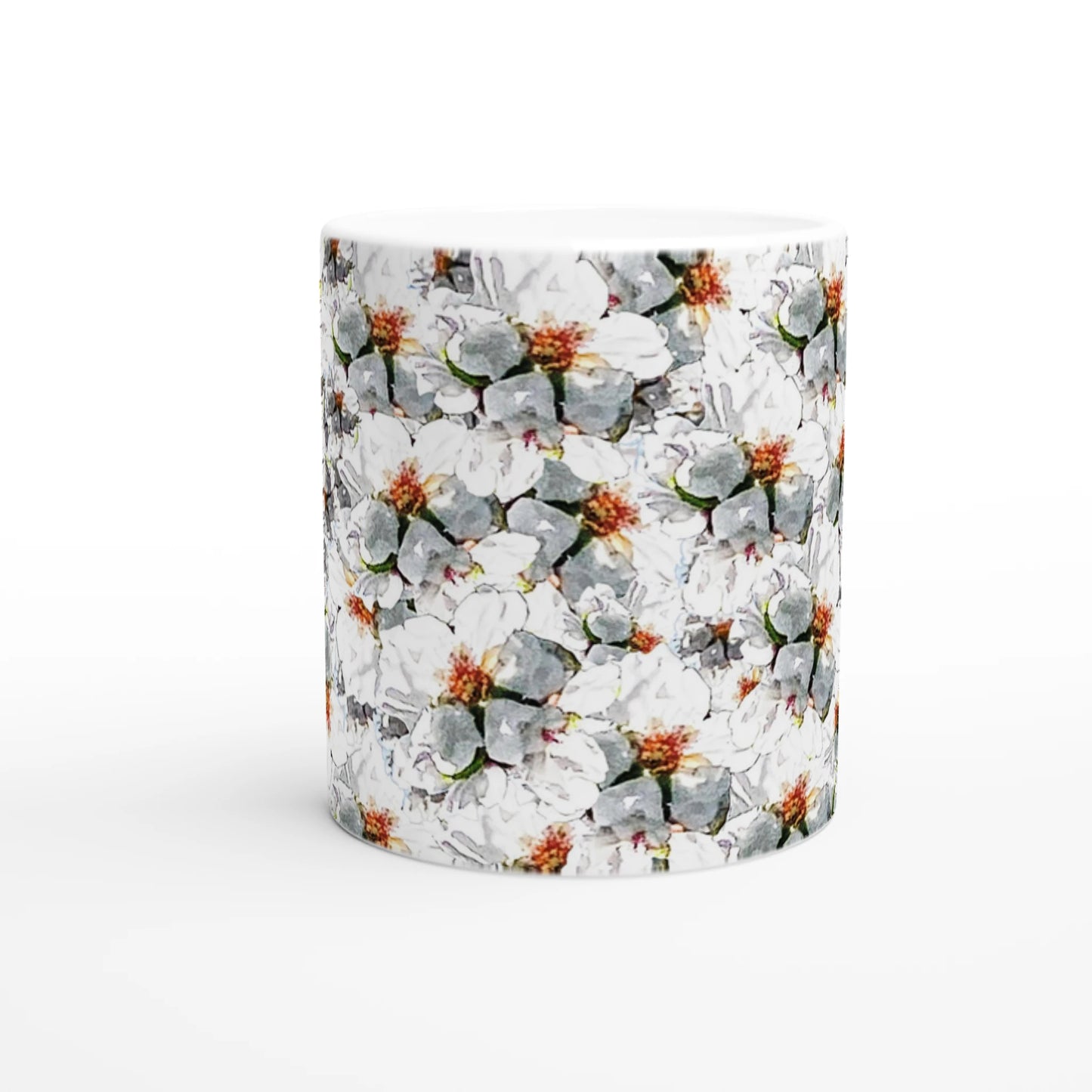taza decorada con flores de almendro