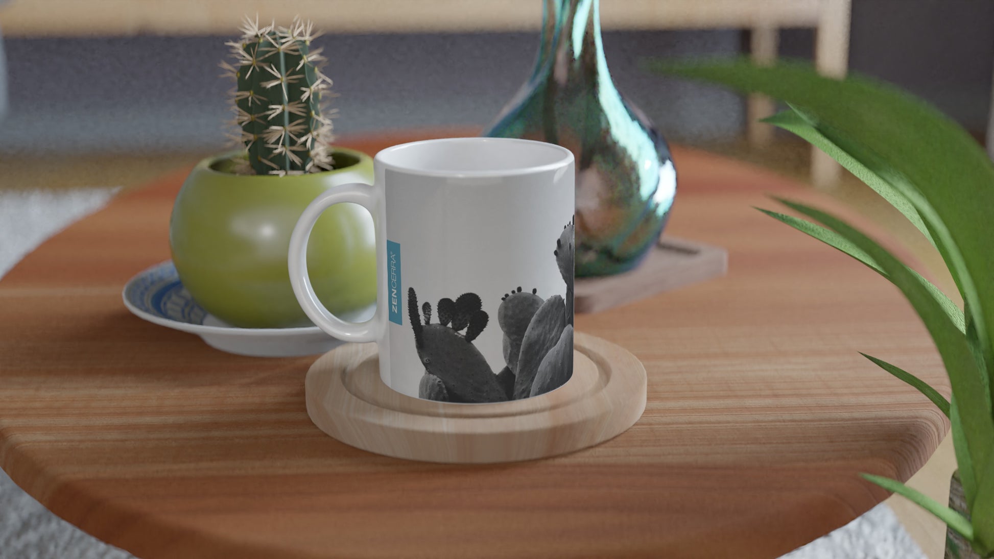 taza decorada por sublimación con imagen de chumbera