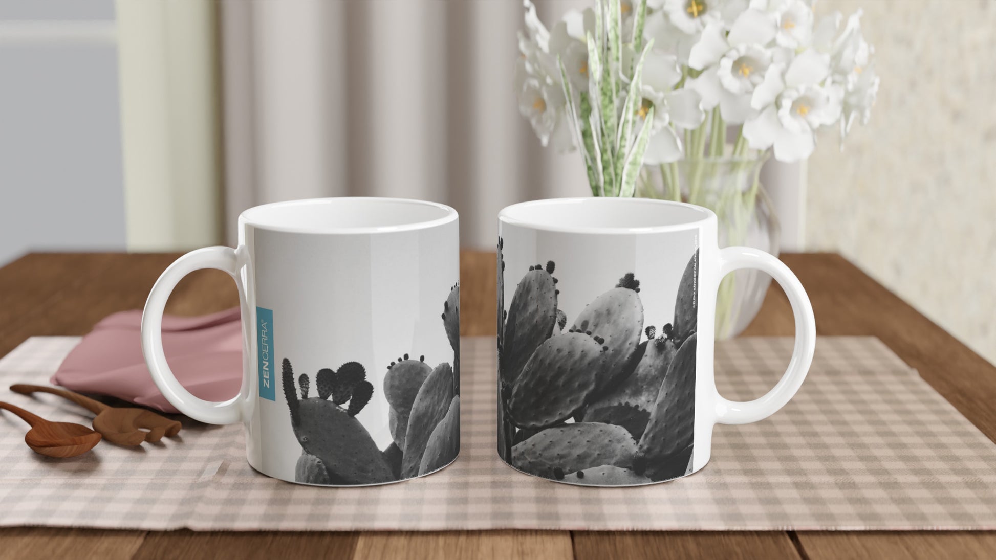 taza decorada por sublimación con imagen de chumbera