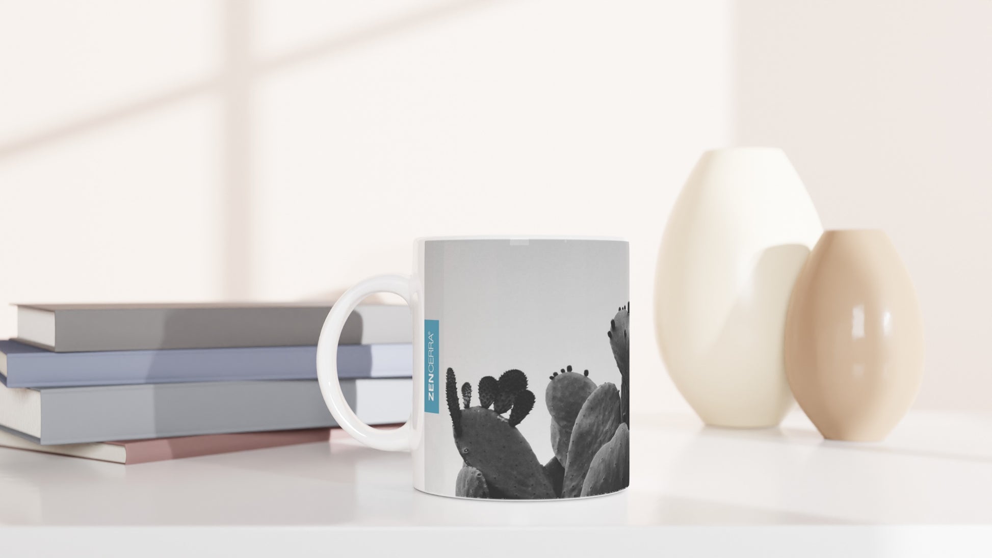 taza decorada por sublimación con imagen de chumbera