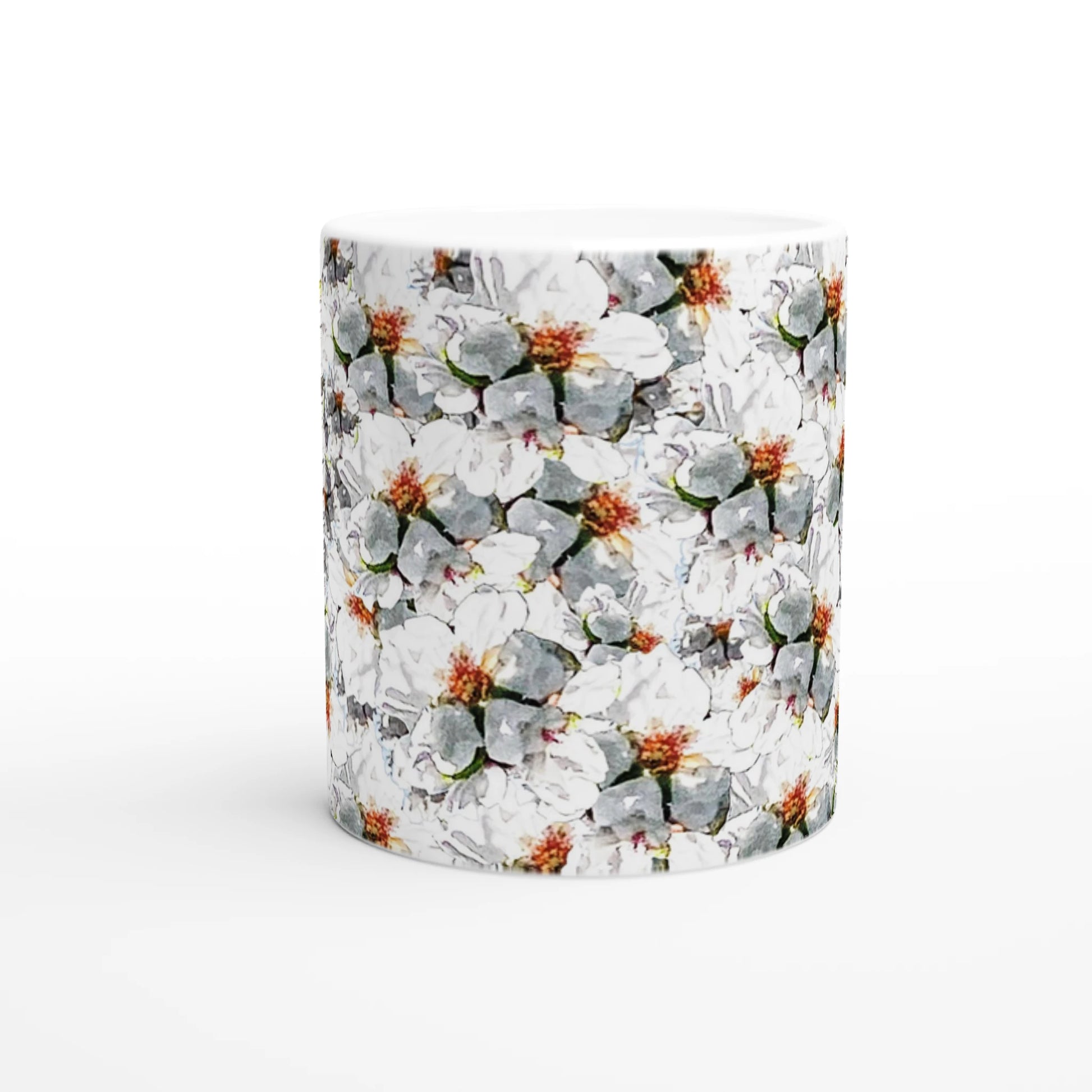 taza decorada con flores de almendro