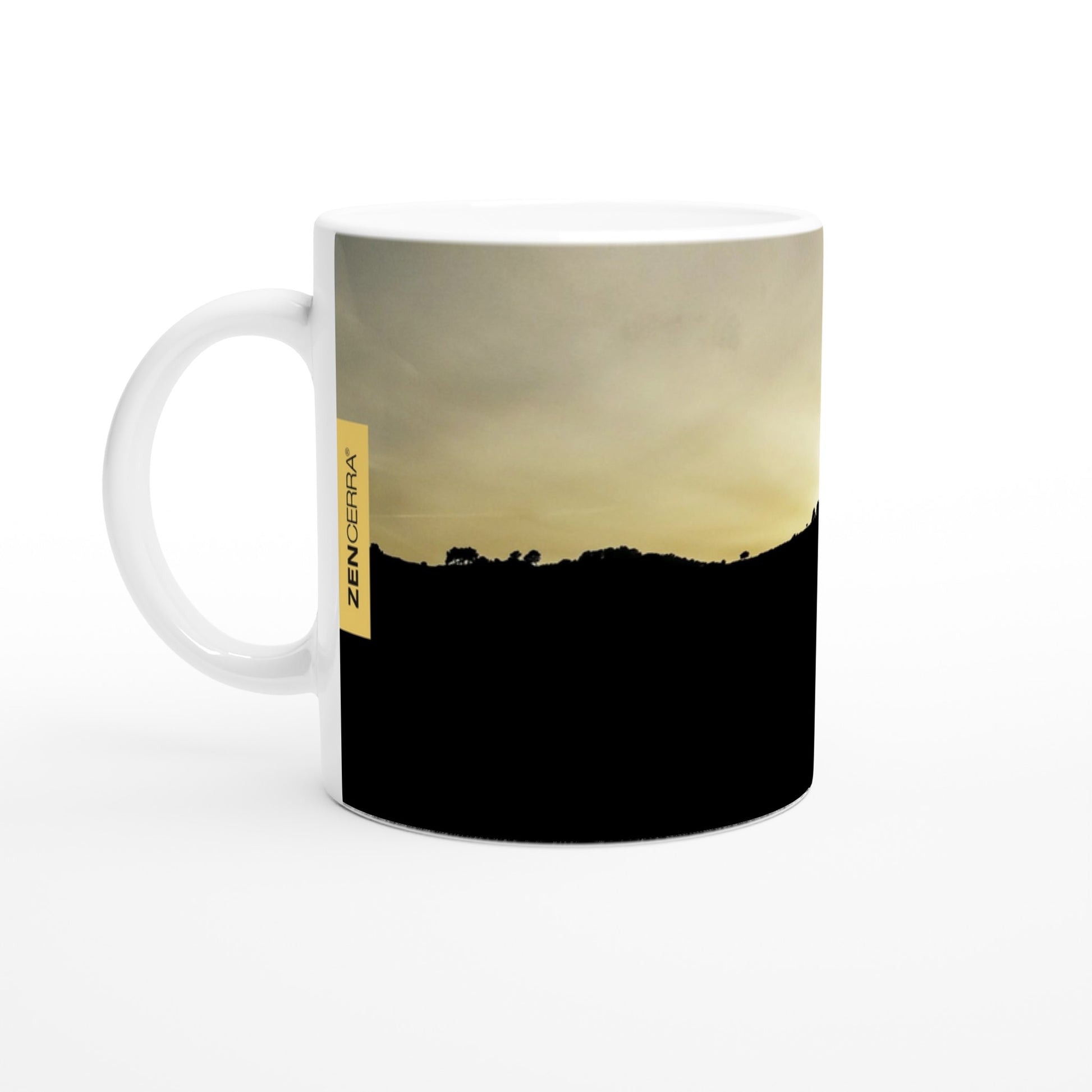 taza decorada por sublimación con paisaje de montaña