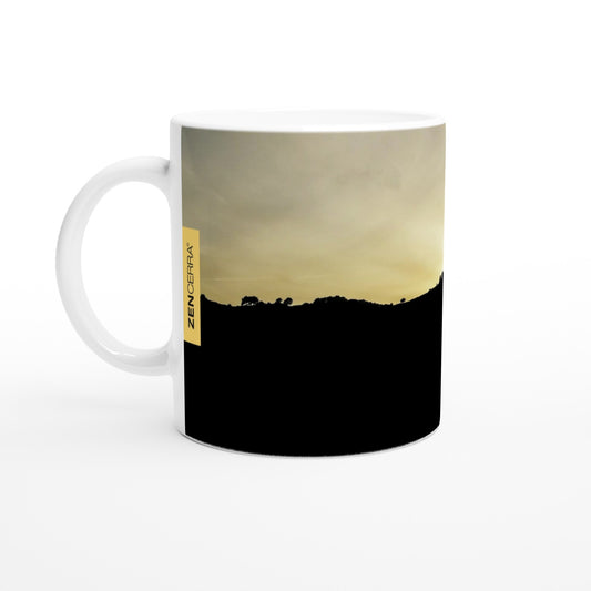 taza decorada por sublimación con paisaje de montaña